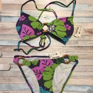 NWT Aeropostale Bamboo Hawaiian Tropical Bikini